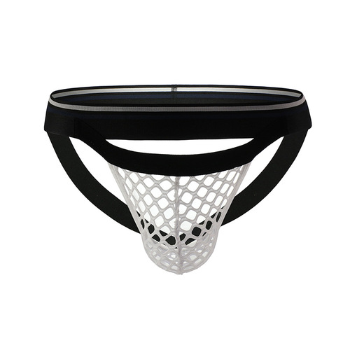 Wholesale fishnet men's underwear thin large mesh butt exposed U convex breathable low waist large size doublet foreign trade