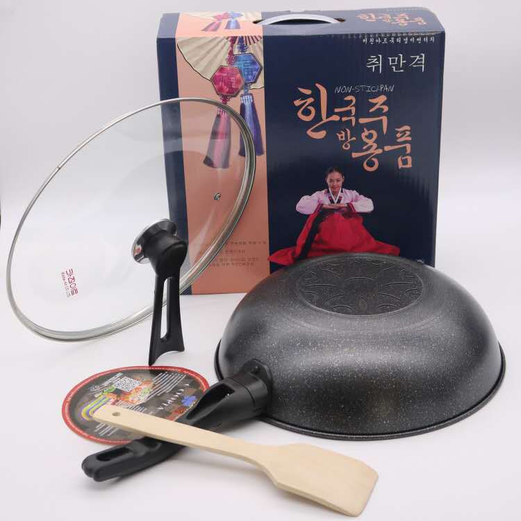 한국식 Maifanite 비 스틱 팬 유도 쿠커 Wok 가정용 요리 냄비 가벼운 오일 연기 스틱 Maifanite 냄비