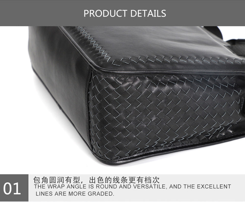 Túi xách tay nam da thật dệt da bò mềm, cặp đeo chéo một vai công sở 42×28,5×14 cm — Dệt da bò cỡ nhỏ, Dây trang trí da bò cỡ lớn, Da bò lớn dệt, Dệt Da Cừu Cỡ Nhỏ chi tiết 22
