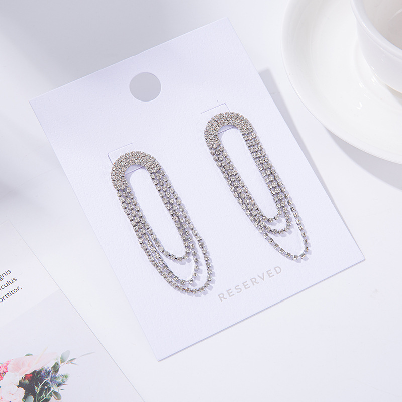 925银针爪链耳环欧美韩国流苏水钻镶钻耳钉网红简约耳饰女批发详情图5