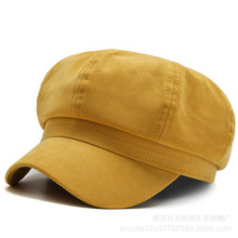 帽子秋天2022新款純色八角帽時尚貝雷帽女秋冬帽子修臉顯瘦時裝帽