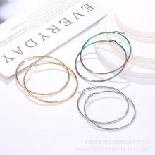 简约金色耳圈新款潮流欧美大圆圈圈复古气质不锈钢耳环韩式简约