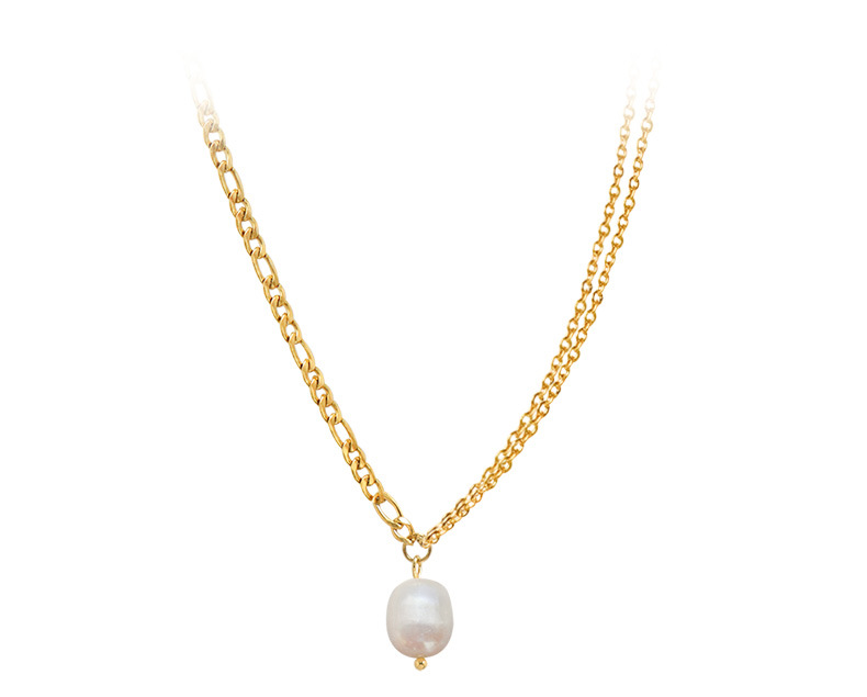 Double Chain Freshwater Pearl Necklace display picture 2