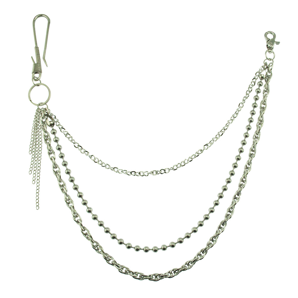 INS Rock Hip-Hop Herrenhose Punk Street Disco Dekoration Anhänger Metall Dreilagige Taillenkette_voghion.com