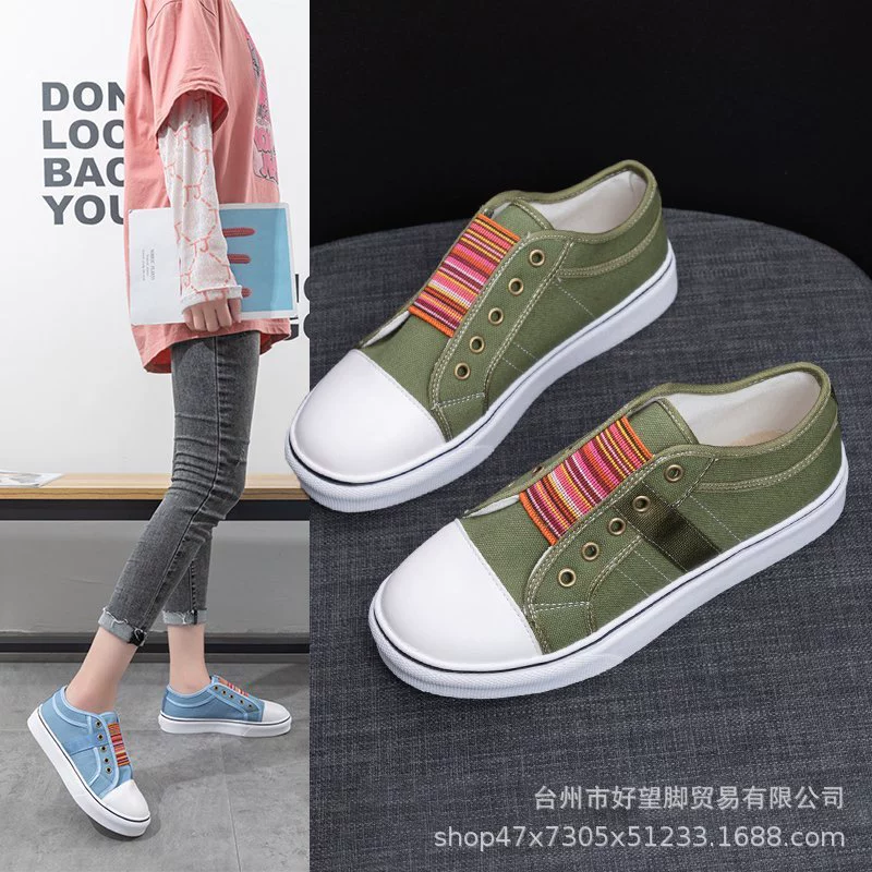 Wish Amazon 2020 Новые разноцветные эластичные однослойные Туфли с круглым носком, женские лоферы на плоской подошве, внешняя торговля, женская обувь больших размеров 43