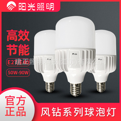 阳光大功率LED灯泡E27螺口30W50W90W地摊节能灯工厂酒店餐馆照明|ru
