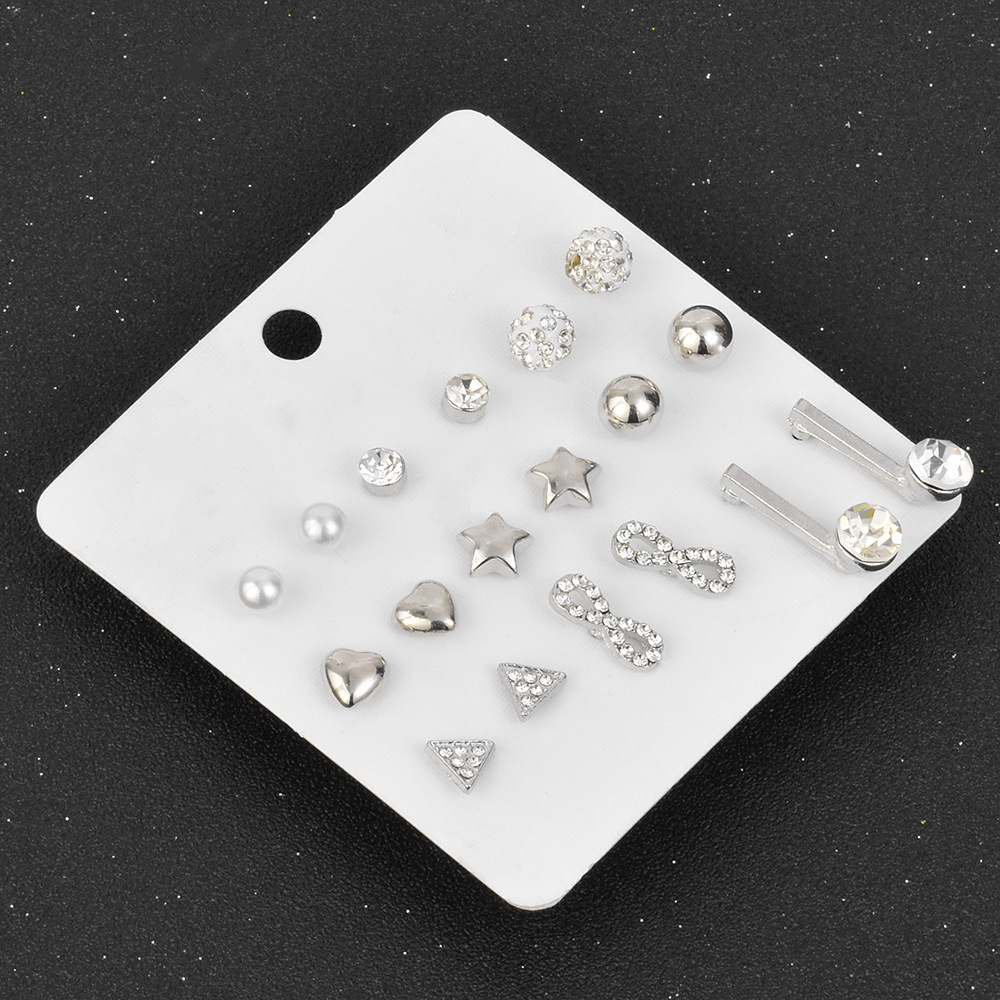 Diamond-studded Star Earring 9-piece Set display picture 9