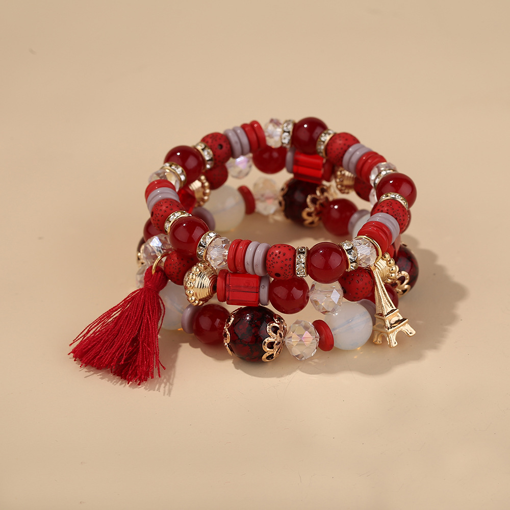 80g Weight Bracelets Classification 1 Piece Quantity Holiday, Travel Occasion Artificial Crystal, Glass Material Colorful Pattern Women'S Gender Beaded, Tassel Design Ethnic Style Style Ethnic Style Colorful Arylic Artificial Crystal Glass Beaded Bracelets Wholesale 4