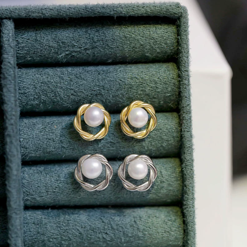 Sophisticated small earrings from pearl, silver 925 sample