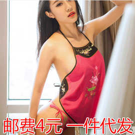夏季新款刺绣荷花古典肚兜丝绸成人肚兜性感女士情趣内衣肚兜批发