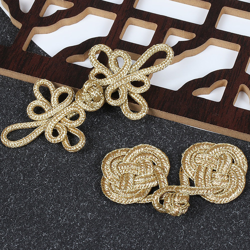 Bedding Curtain Gift Box with Dragonfly Embroidered Button, Hand-woven Golden Button Dress, Cheongsam Performance Costume Decorative Button