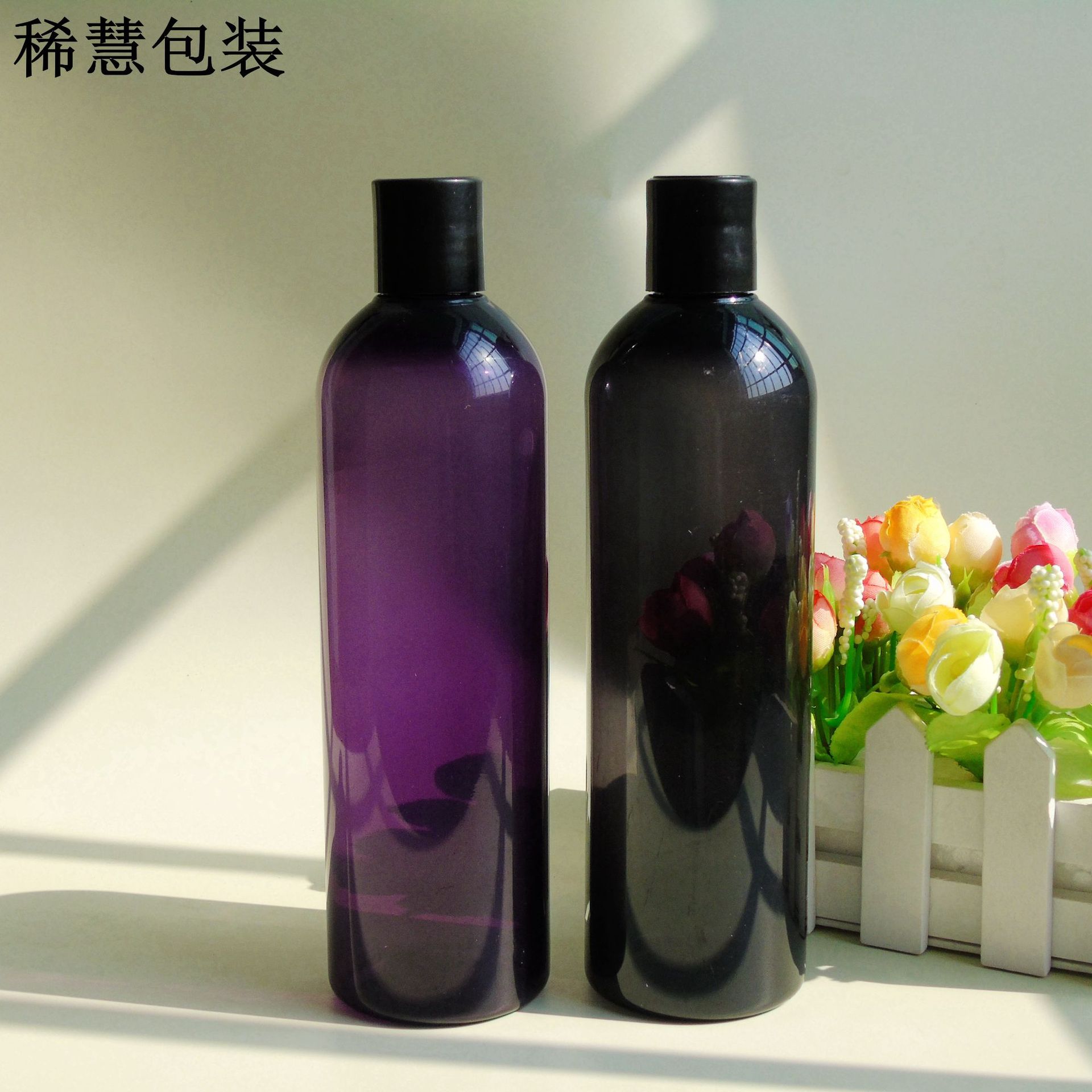 供应pet400ml圆肩塑料瓶 汽车用品瓶 精华液瓶 纯露瓶 配千秋盖瓶