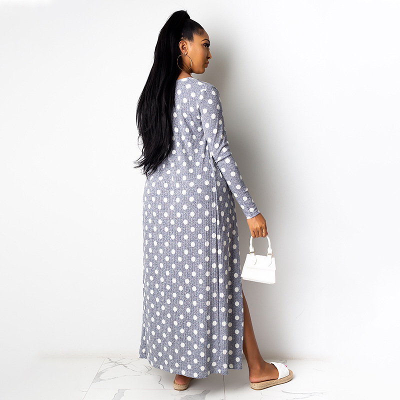 Polka dot long sleeve outwear & slip dress 2 piece set NSMYF68697