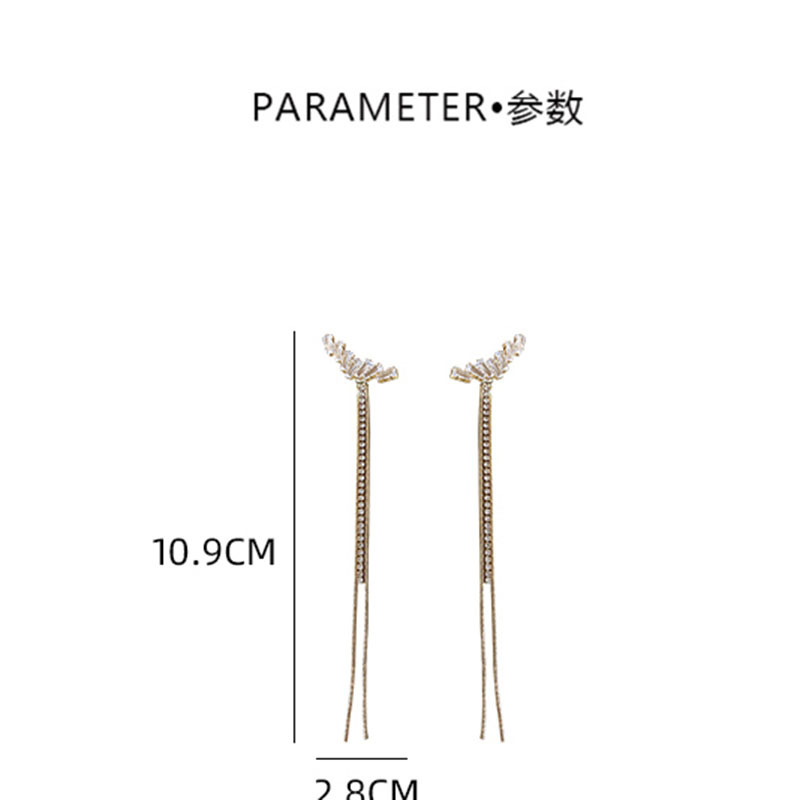 Fashion Zircon Broken Diamond Tassels Long  Korean Earrings For Women display picture 3