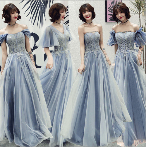 Evening dresses prom dress Vestidos de noche evening gowns Blue Bridesmaid Dress wedding evening dress women long season