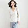 Thin loose long sleeve ice silk fashion solid color V-neck knitted cardigan
