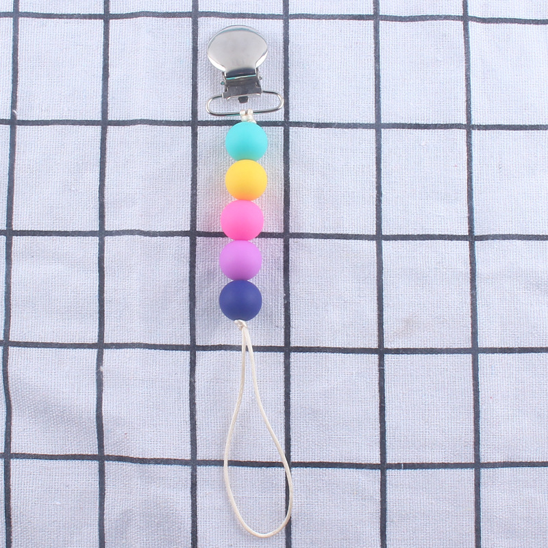 Cadena de pezón de silicona calmante Nuevo clip de hierro clip de pezón Dispositivo de molienda de dientes de bebé cadena anti-caída cadena anti-perdida