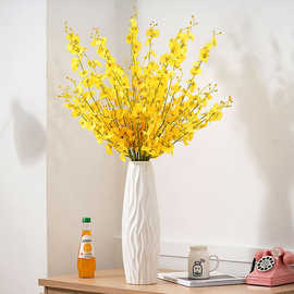 北欧玫瑰花插花花束餐桌跳舞兰仿真长枝摆放花卉假花兰花装饰品