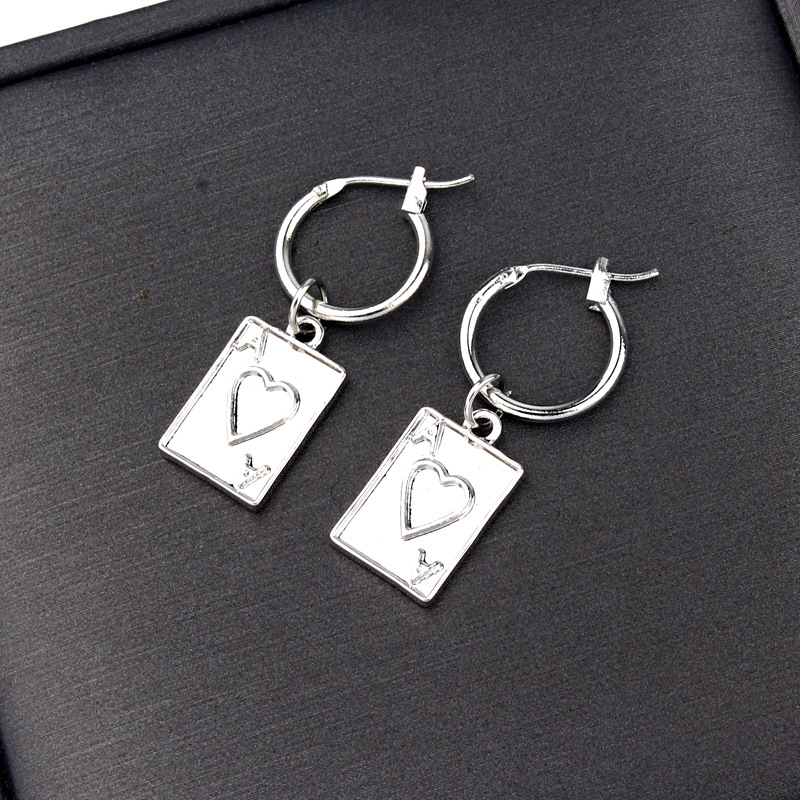 New Trend Creative Jewelry Unique Alloy Earrings Lucky Card Pendant Ear Ring Wholesale Nihaojewelry display picture 3