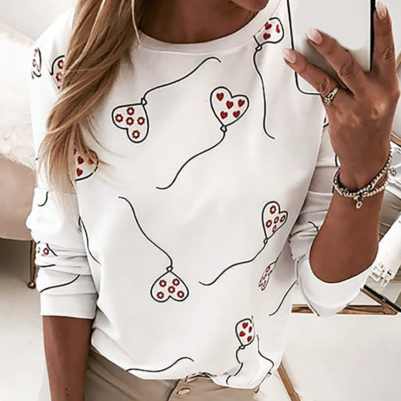  loose casual printing long-sleeved T-shirt  NSKX5948