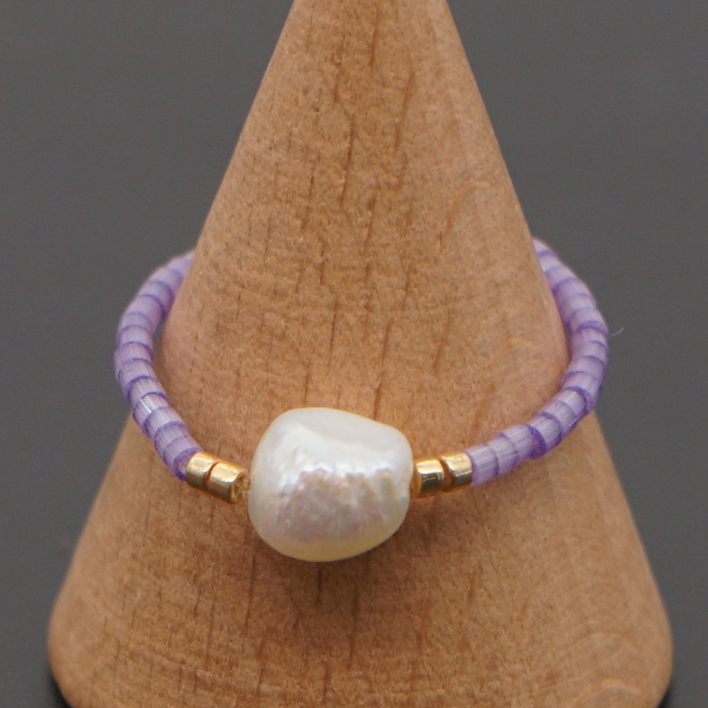 Niche  Freshwater Rice Beads Handmade Pearl Ring display picture 10