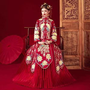 Bridal Chinese wedding dress bride large size wedding dress Chinese wedding party Xiuhe kimono dresses for pregnant women