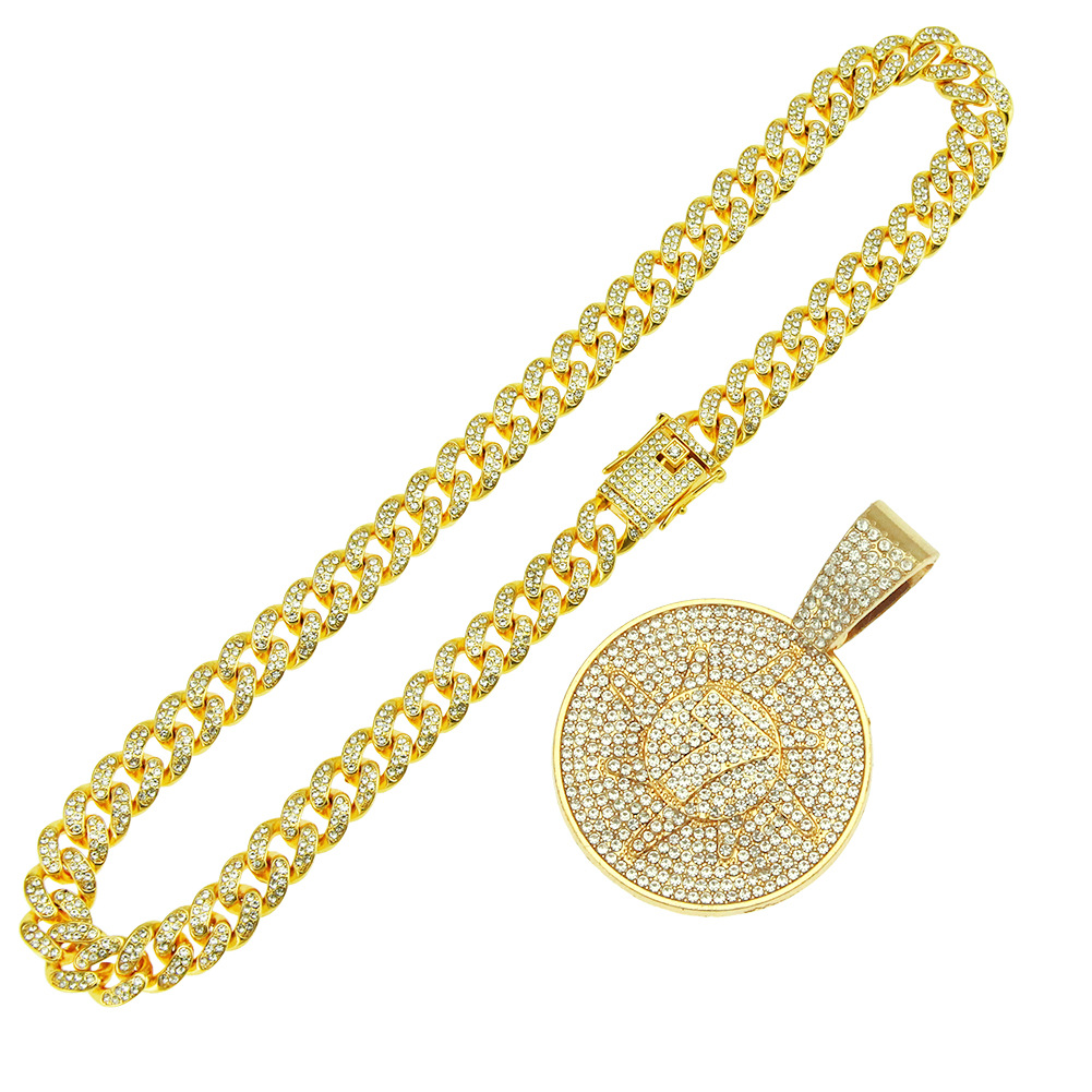 Fashion Three-dimensional Diamond-studded Number 7 Round Pendant Alloy Necklace display picture 5