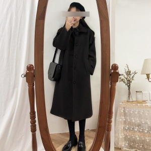 毛呢外套女中长款2020冬季韩版流行赫本风呢子大衣小个子黑色加厚
