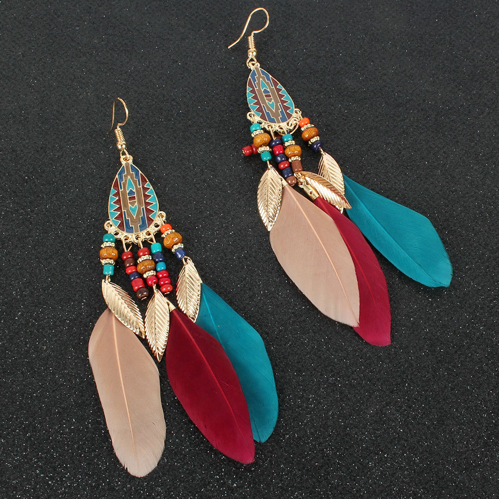 Exaggerated Earrings Retro Style Feather Earrings Jewelry Personality Bohemian Earrings display picture 4