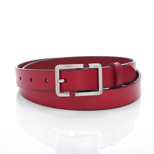 Retro cowhide thin belt women's side buckle fashion casual decorative student pants belt hip hop belt women manufacturer