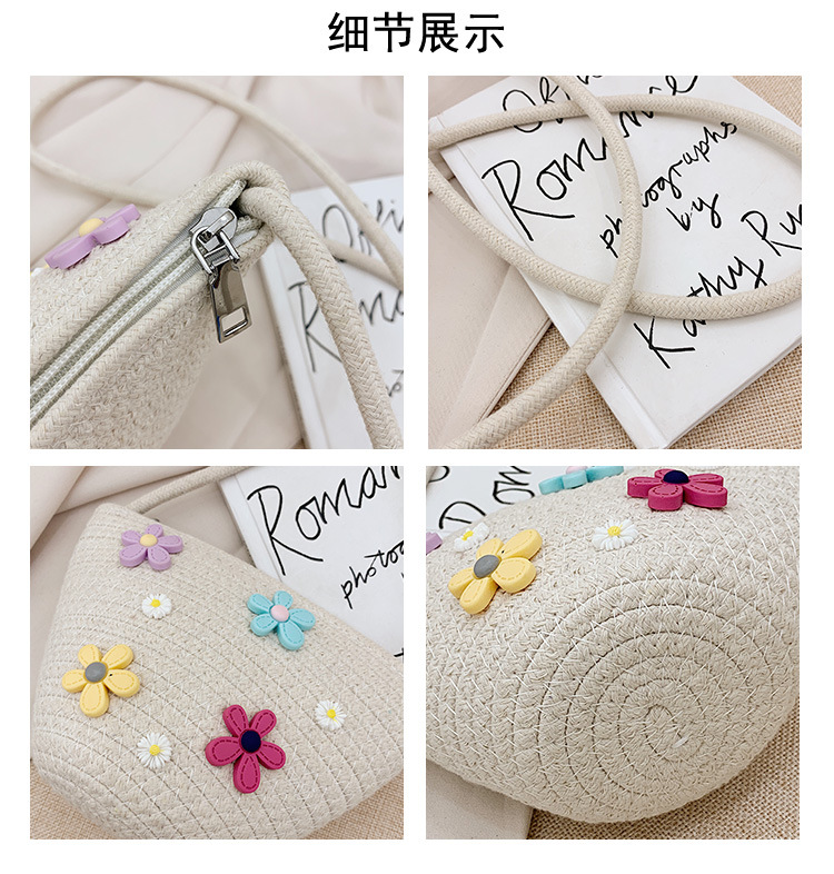 Woven Small Bag Summer New Women's Bag Korean Fashion The Shoulder Messenger Bag Small Fresh Straw Bucket Bag Wholesale Nihaojewelry display picture 6