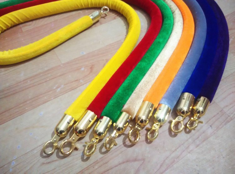 1.5米圆球隔离带杆柱红绒米线 一围栏礼宾警戒线挂绳迎宾绒布绳