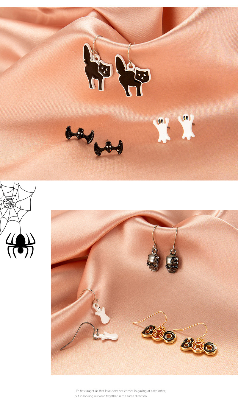 10g Weight Artificial Gemstones Inlay Material Earrings Classification Halloween Fashion Skull Plating Alloy Artificial Gemstones Earrings
