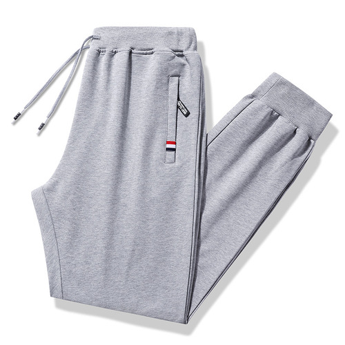 Pure cotton casual pants men's spring loose sports pants men's knitted leg-cinch sweatpants knitted large size long pants