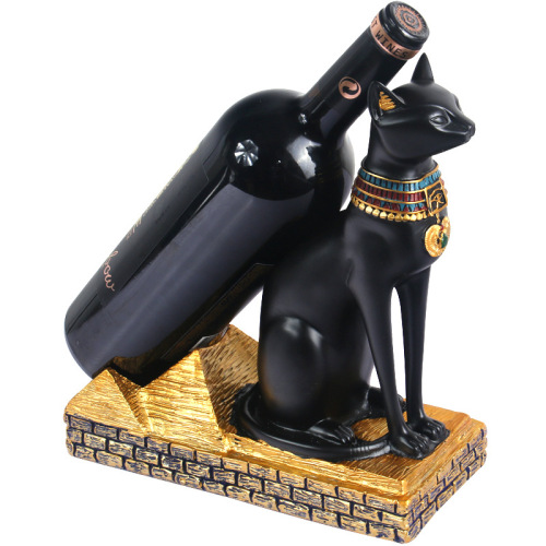 Source factory direct sales creative Egyptian cat god black cat retro wine rack resin crafts living room decoration ornaments