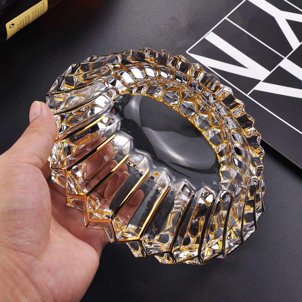 欧式轻奢办公室大气个性家居日用装饰水晶玻璃烟灰缸特色工艺烟缸