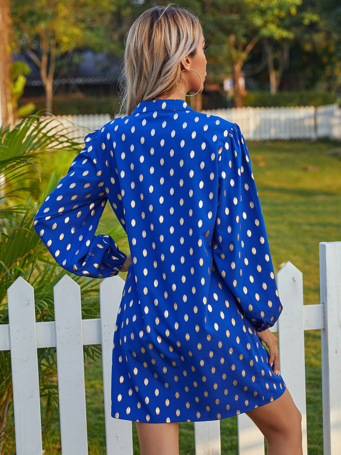 fashion V-neck polka-dot dress NSJM64535