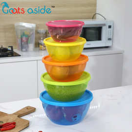 Goats 韩式圆形保鲜盒微波炉密封盒食品防潮储存盒出口套装