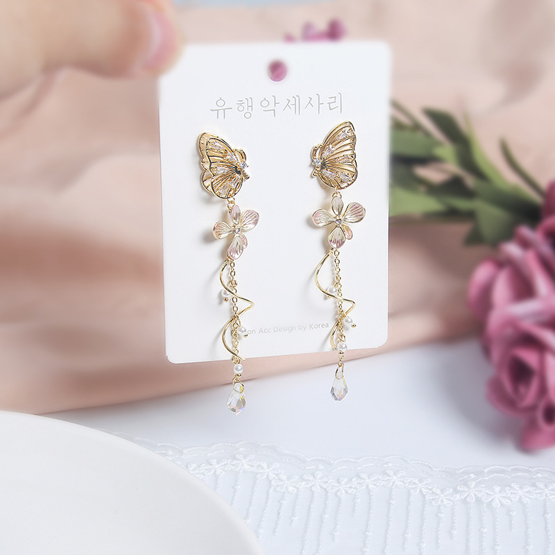 1 Pair Fashion Flower Alloy Plating Artificial Pearls Rhinestones Women's Drop Earrings display picture 19