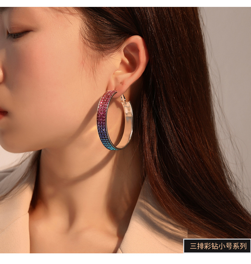 Full Diamond Gradient Color Earrings display picture 2