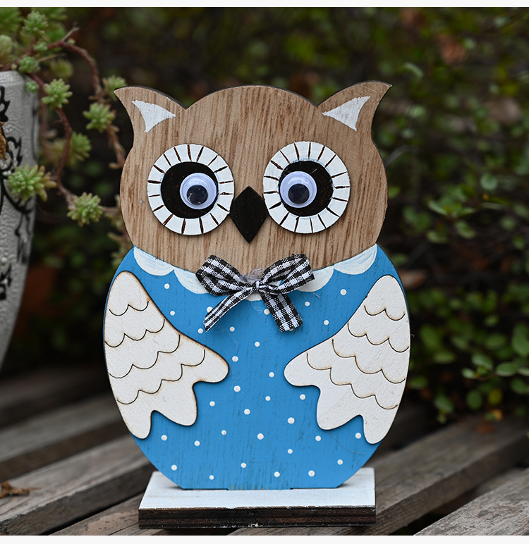 Easter Wooden Color Owl Wooden Decoration display picture 7