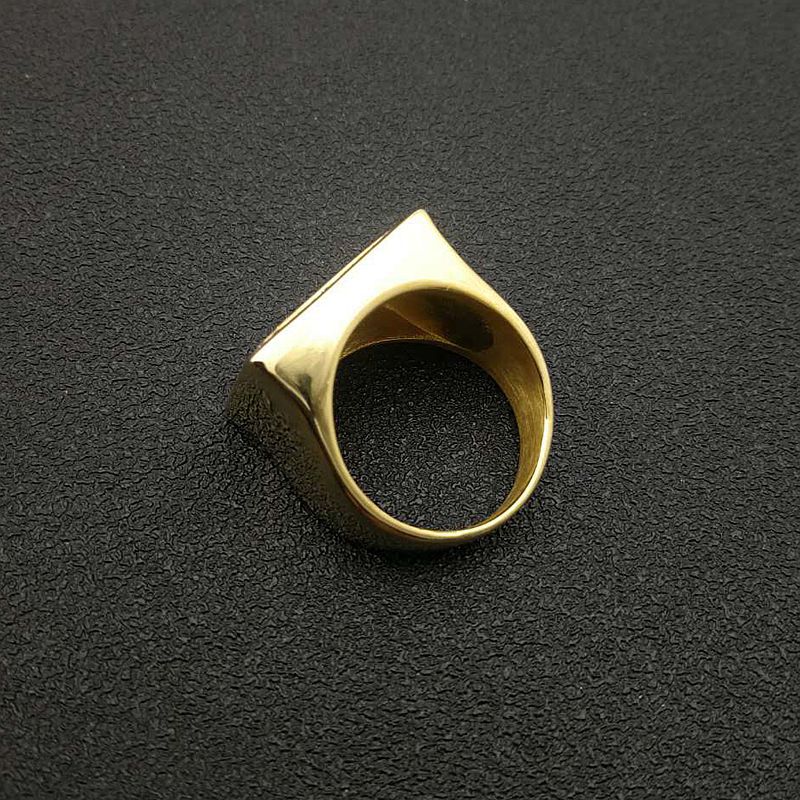 Titanium Steel Material Geometric Pattern Men'S Gender Inlay Design 1 Piece Hip-hop Geometric Titanium Steel Inlay Rhinestones Men's Rings