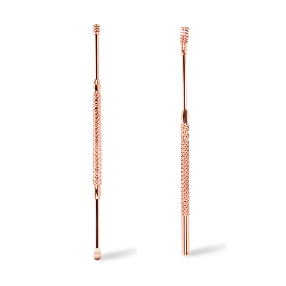 玫瑰金单头耳挖器弹簧螺旋式洁耳器不锈钢耳勺器美容美妆工具|ru