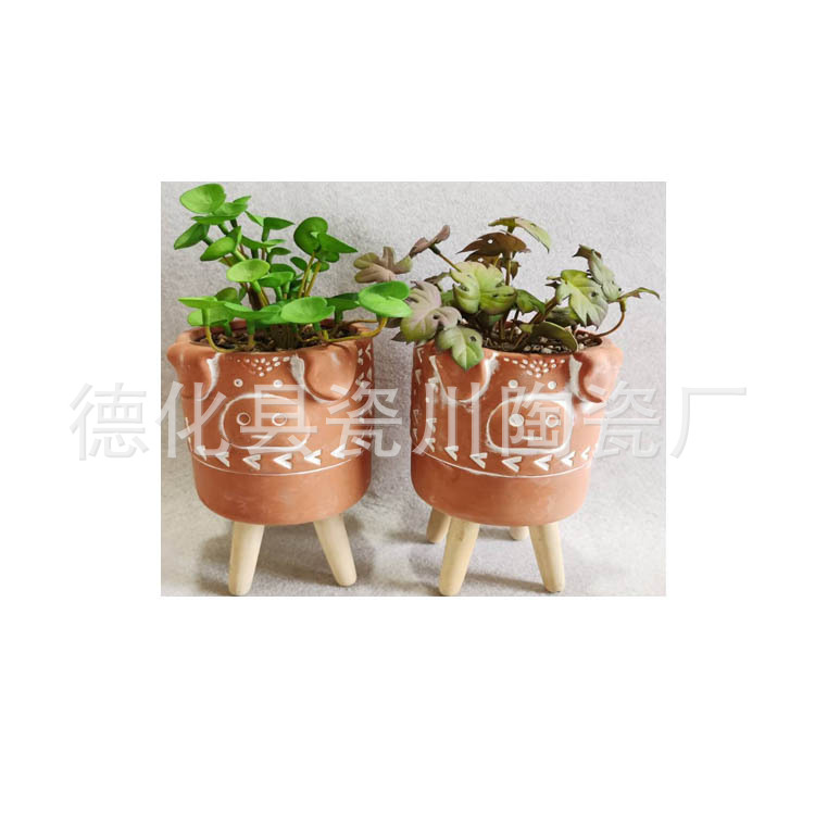 红土花盆人脸花缸