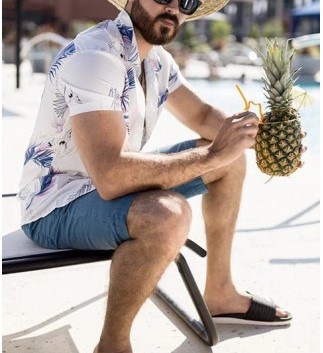 Men's Leaf Print Hawaiian Shirt