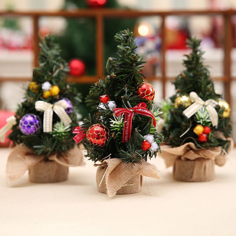 迷你小型圣诞树新款小号圣诞树圣诞节桌面摆件圣诞树装饰用品20cm|ru