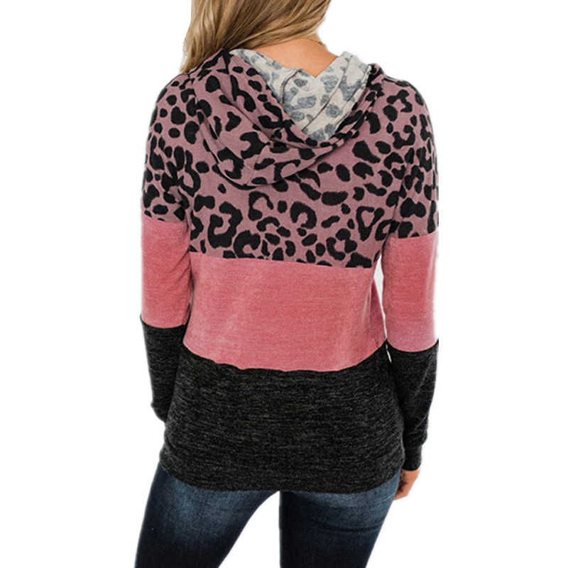 Leopard Stitching Hooded Sweatshirt NSYHY105732