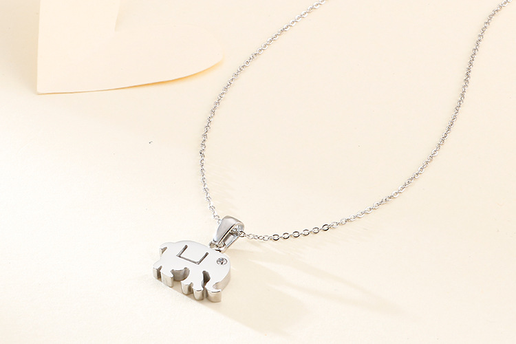 fashion stainless steel auspicious elephant creative clavicle necklace earrings jewelry set wholesal