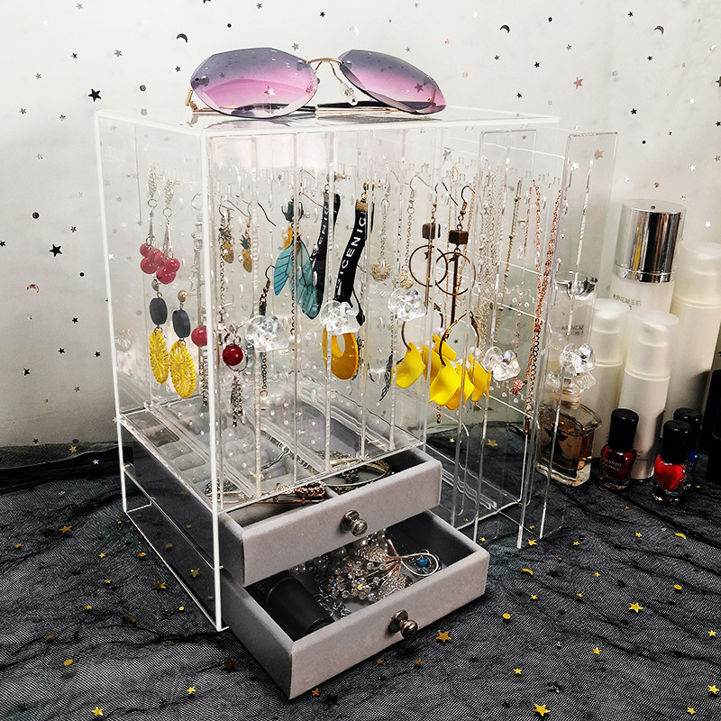 Jewelry box High-capacity Refinement Earrings Ear Studs storage box European style Acrylic Ring Necklace jewelry Display rack