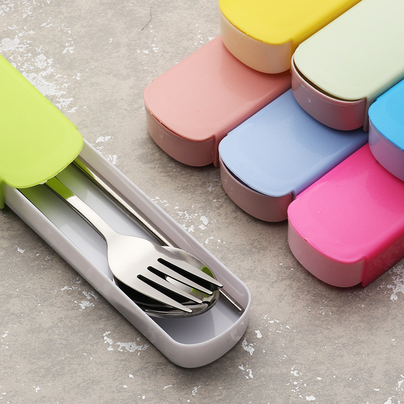 不锈钢便携餐具户外旅行网红三件套叉勺筷子促销礼品套装logo定制|ms